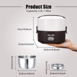 Janolia Electric Food Heater, 1.3L/ 44oz Portable Lunch Box with Stainless Steel Bowl and Plate, Food Steamer for Office and Home