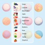 Bath Bombs for Kids with Mochi Squishy, 12 Pack Bubble Bath Bombs with Surprise Toy Inside, Natural Essential Oil SPA Bath Fizzies Set, Kids Safe Birthday Gift for Boys and Girls