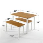Zinus Becky Farmhouse Dining Table with Two Benches / 3 piece set