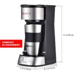 Casara Single Serve Coffee Maker- with Programmable timer and LCD display, Single Cup Coffee Maker with 14 oz. Double-wall Stainless Steel Travel Mug(INCLUDED) and Reusable Filter,Compact Personal Coffee Maker