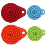 KongNai Silicone Collapsible Funnel Set of 4, Small and Large, Kitchen Gadgets Foldable Funnel for Water Bottle Liquid Transfer Food Grade