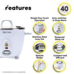 Aroma Housewares Select Stainless Rice Cooker & Warmer with Uncoated Inner Pot, 6-Cup(cooked) / 1.2Qt, ARC-753SG
