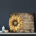 Rustic Sunflower Wall Art Sunflower Butterfly Quetes Canvas Print Every Day is New Farmhouse Country Flower Painting Inspirational Artworks Kitchen Home Decor For Bathroom Living Room Bedroom Framed Ready To Hang 16×20 Inch