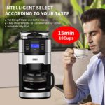 10-Cup Drip Coffee Maker, Grind and Brew Automatic Coffee Machine with Built-In Burr Coffee Grinder, Programmable Timer Mode and Keep Warm Plate, 1.5L Large Capacity Water Tank, Removable Filter Basket, 950W, Black1