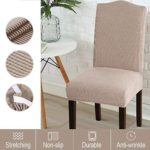 GAEA.TEX Dining Chair Covers Stretch Washable Removable Seat Slipcovers Protector for Dining Room Parson Chair (Set of 4, Sand)