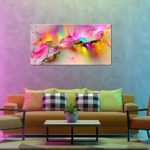 Abstract Colorful Aurora Canvas Wall Art Pink Background Artwork for Modern Living Room Bedroom Sofa Decor Easy to Hang (Red, 20x40inch)