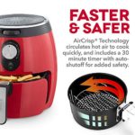 DASH DMAF355GBRD02 Deluxe Electric Air Fryer + Oven Cooker with Temperature Control, Non Stick Fry Basket, Recipe Guide + Auto Shut off Feature, 3qt, Red