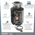 Moen GX50C Prep Series 1/2 HP Continuous Feed Garbage Disposal with Sound Reduction, Power Cord Included, Black