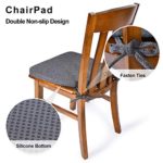 Shinnwa Chair Cushion with Ties for Dining Chairs [17 x 16.5 Inches] Non Slip Kitchen Dining Chair Pad and Seat Cushion with Machine Washable Cover Set of 4 – Dark Gray