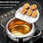 Tempura Deep Fryer,3.4L Japanese Style 304 Food Grade Stainless Steel Frying Pot Pan,with Temperature Control and Oil Filter Rack Lid,Beak Diversion Design(9.5inch)