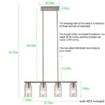 Indstrial Kitchen Island Light, 28″ Modern 4 Lights Pendant Light Fixture with Clear Glass Shade, Farmhouse Adjustable Hanging Lamp for Dining Room, Restaurant, Brushed Nicked Finish, E26 Base