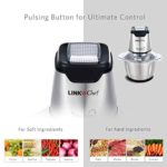 Food Chopper, LINKChef Mini Food Processor Onion Vegetable Garlic Chopper Electric 4 bi-level blades 1.2L Robust Stainless Steel Bowl with 500ml Food Capacity Silver/ Black(FC-5125)- 3 Year Warranty