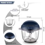 Homeleader Food Chopper, 10 Cup Electric Food Processor, 3L Large Size BPA-Free Glass Bowl Blender Grinder with 3 Speeds for Meat, Vegetables, Fruits and Nuts, 400W