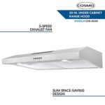 Cosmo 5U30 30 in. Under Cabinet Range Hood with Ducted / Ductless Convertible Slim Kitchen Over Stove Vent, 3 Speed Exhaust Fan, Reusable Filter, LED Lights in Stainless Steel