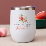 Birthday Gift for Women, Not a Day Fabulous Wine Tumbler, Funny Idea for Women Friend Mom Wife Coworker, Stemless Insulated Stainless Steel Tumbler with Lid(12 Oz, Watercolor)