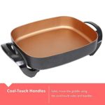 Caynel Professional Non-stick Copper Electric Skillet Jumbo, Deep Dish with Tempered Glass Vented Lid, Upgrade Thermostat, 16”x 12”x 3.15”- 8 quart