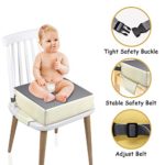 Booster Seat for Dining Table, PU Safer Straps+ Non-Slip Bottom Safety Buckle Washable Booster Seat Dining Toddler, Portable Travel Increasing Cushion for Chair(Grey+Beige)