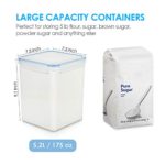 Large Food Storage Containers 5.2L / 176oz, Vtopmart 4 Pieces BPA Free Plastic Airtight Food Storage Containers for Flour, Sugar, Baking Supplies, with 4 Measuring Cups and 24 Labels, Blue