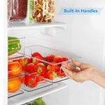 Refrigerator Organizer Bins, 6pack Stackable Clear Plastic Organizers with Handles For Fridge, Pantry, Kitchen Cabinet, Drawers and Countertops, BPA Free Acrylic Freezer Food Storage containers
