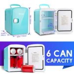 AstroAI Mini Fridge 4 Liter/6 Can AC/DC Portable Thermoelectric Cooler and Warmer for Skincare, Breast Milk, Foods, Medications, Bedroom and Travel, Teal
