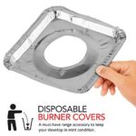 Gas Burner Liners (50 Pack) Disposable Aluminum Foil Square Stove Burner Covers – 8.5 Inch Gas Range Protector Bibs Keep Stove Clean – Foil Liners to Catch Oil, Grease and Food Spills