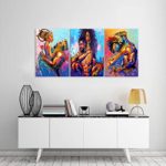 Set of 3 African King and Queen Canvas Wall Art, Black Art Paintings for Wall, King & Queen Crowns Poster for Adult Bedroom Decor, Sexy Pose of African Lovers Picture Framed Artwork (20”Hx42”W)