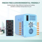 MOOSOO Mini Fridge for Bedroom, 15L Skincare Fridge with AC & DC Power, for Home & Car, Small Fridge for Skin Care, Cosmetics, Snacks and Drinks Storage, Compact Beauty Fridge, Portable Cooler/Warmer
