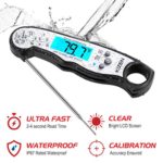 Kizen Instant Read Meat Thermometer – Best Waterproof Ultra Fast Thermometer with Backlight & Calibration. Kizen Digital Food Thermometer for Kitchen, Outdoor Cooking, BBQ, and Grill!