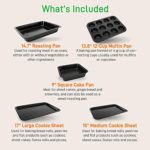 10-Piece Kitchen Oven Baking Pans – Deluxe Carbon Steel Bakeware Set with Stylish Non-stick Gray Coating Inside and Out, Dishwasher Safe & PFOA, PFOS, PTFE Free – NutriChef
