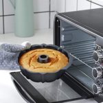 Cake Pan Non-Stick 10-Inch Bakeware,Creatif Fluted Tube Pan for Cake,Jello,Gelatin,Carbon Steel Ring Molds,Gray