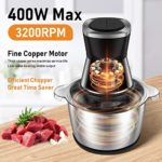 Electric Food Processor, 8 Cups Countertop Vegetable Chopper Meat Grinder Mincer for Fruits Nuts Spices 2L Food Grade Stainless Steel Bowl 4 Sharp Blades 400W Max Motor Efficient Kitchen Appliance