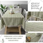 OstepDecor Tablecloth, Rectangle Table Cloth for 4 ft Table, Cotton Linen Tablecloths, Table Cover for Kitchen Dinning Room Party, Rectangle/Oblong, 55 x 86 Inch, 6-8 Seats, Green