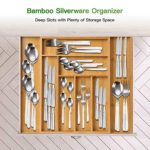 Bamboo Expandable Drawer Organizer for Utensils Holder, Adjustable Cutlery Tray, Wood Drawer Dividers Organizer for Silverware, Flatware, Knives in Kitchen, Bedroom, Living Room by Pipishell