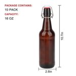 Amber Glass Bottles, COMUDOT 500ML Refillable Glass Bottle with Swing Top Lids, Reusable Empty Brown Storage Bottles for Home Brewing, Kombucha, Beer, Drinks and Other Liquoretc (10 PCS)