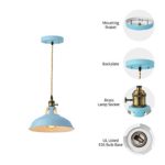 KWOKING Lighting Lovely Industrial 1 Light Pendant Lamp Modern Ceiling Lights with Adjustable Cord Colorful Hanging Lamp for Dining Table Restaurant Kitchen Island Blue Finish