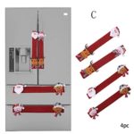 Shan-S 4pcs Christmas Refrigerator Door Handle Cover,Kitchen Decor Snowman Santa Claus Reindeer Holiday Decorations,Double Door Fridge Microwave Dishwasher Handle Appliances Glove Protector