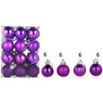 Shan-S 24pcs 30mm Christmas Ball Bauble Shatterproof Seasonal Decor Hanging Home Party Ornament with Reusable Hand-held Gift Package for Holiday Xmas Tree Decorations for Christmas Tree