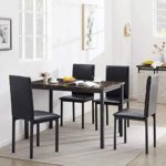Recaceik 5-Piece Kitchen Table, Faux Marble Dining Set for 4 with Chairs for Small Spaces Living Room Home Furniture, Black…