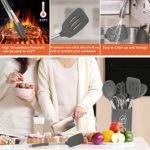 Silicone Cooking Utensil Set,Kitchen Utensils 17 Pcs Cooking Utensils Set,Non-stick Heat Resistant Silicone,Cookware with Stainless Steel Handle – Grey