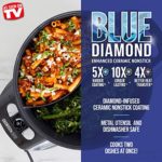 Blue Diamond Cookware Split Savor Diamond Enhanced Ceramic Nonstick Electric Skillet, 5.5QT