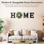 Wood Home Sign for Wall Decor Wooden Home Letters with Wreath Artificial Eucalyptus Modern Decorative Hanging Home Letters Decor Farmhouse Home Sign for Living Room Kitchen Entryway, Housewarming Gift