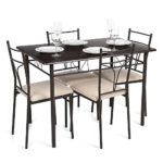 IKAYAA Dining Table Set Kitchen Dining Table Chairs Set for 4 Person Metal Frame Living Room Kitchen Furniture