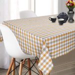 SHIVANSH CREATIONS Table Cloth for Rectangle Tables 60 x 84 Cotton Linen Dust Proof Oblong Table Cover for Kitchen Dinning Tabletop Decoration (Yellow Check)