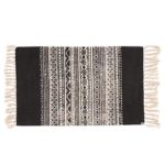 Iusun Carpet Bohemian Hand-Woven Cotton Linen Plant Printing Dyeing Decorative Rectangle Office Door Floor Mat Kitchen Doorway Bedroom Dining Non-Slip Cushion 60X90CM