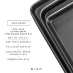 BINO Bakeware Nonstick Cookie Sheet Baking Tray Set, 3-Piece – Gunmetal | Premium Quality Baking Sheet Set with Nonstick Technology | Dishwasher Safe | Non-Toxic