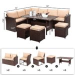 VINGLI 8 Pieces Patio Furniture Set, All Weather Wicker Patio Sectional Furniture Set Rattan Sofa Couch, Outdoor Dining Table and Chair Wicker Conversation Set