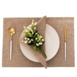 Spring Garden Home Set of 6 Placemats for Kitchen Table Linen Textured Woven Cloth Mats for Indoor and Ourdoor Party or Dining Table Protector, 13 x 19 Inch, Linen