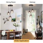 DLLT Vintage Pendant Light, Adjustable Mini Hanging Pedant Lights Fixture with 3-Light Cage Shade, Flush Mount Ceiling Swag Lighting for Kitchen/Dining Room/Hallway/Bedroom, E26 Base (Black)