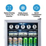 NewAir Beverage Refrigerator Cooler with 126 Can Capacity – Mini Bar Beer Fridge with Right Hinge Glass Door – Cools to 34F – AB-1200 – Stainless Steel