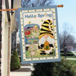 ORTIGIA Hello Spring GnomesHouse Flag Burlap Vertical Double Sided Floral Truck Bees Farmhouse Seasonal Home Decor for Yard Lawn Patio Outdoor 28 x 40 Inch